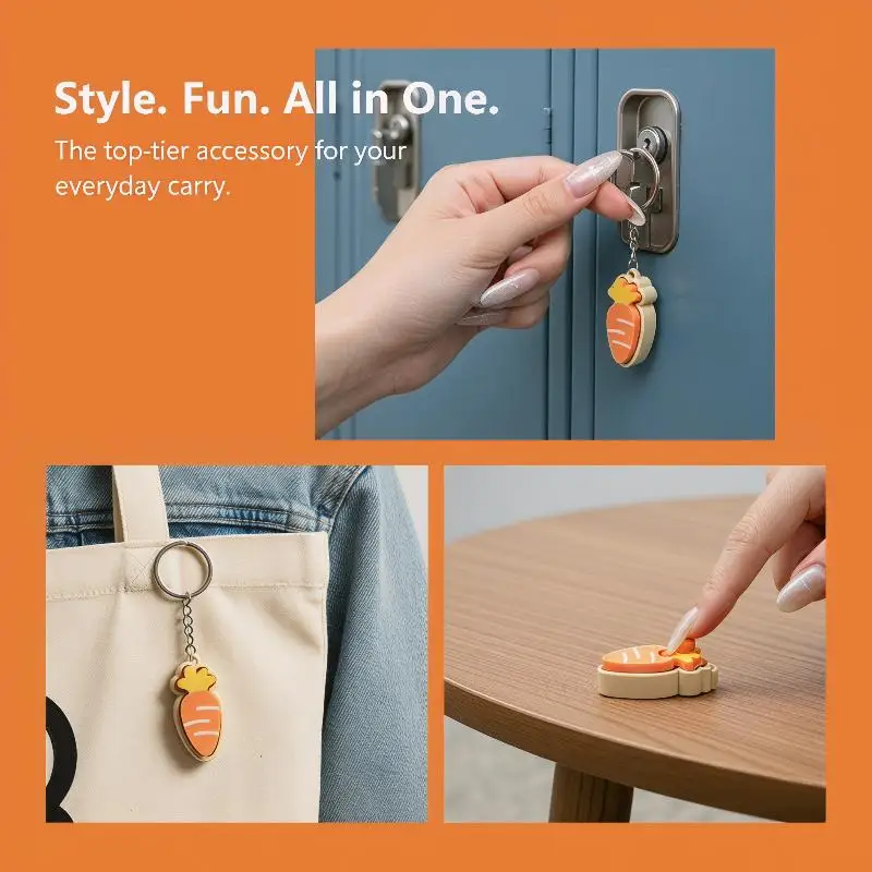 Cute Carrot Shaped Fidget Keychain Durable Lightweight Stress Relief For Backpack Decor Kids Birthday Gifts Daily Use