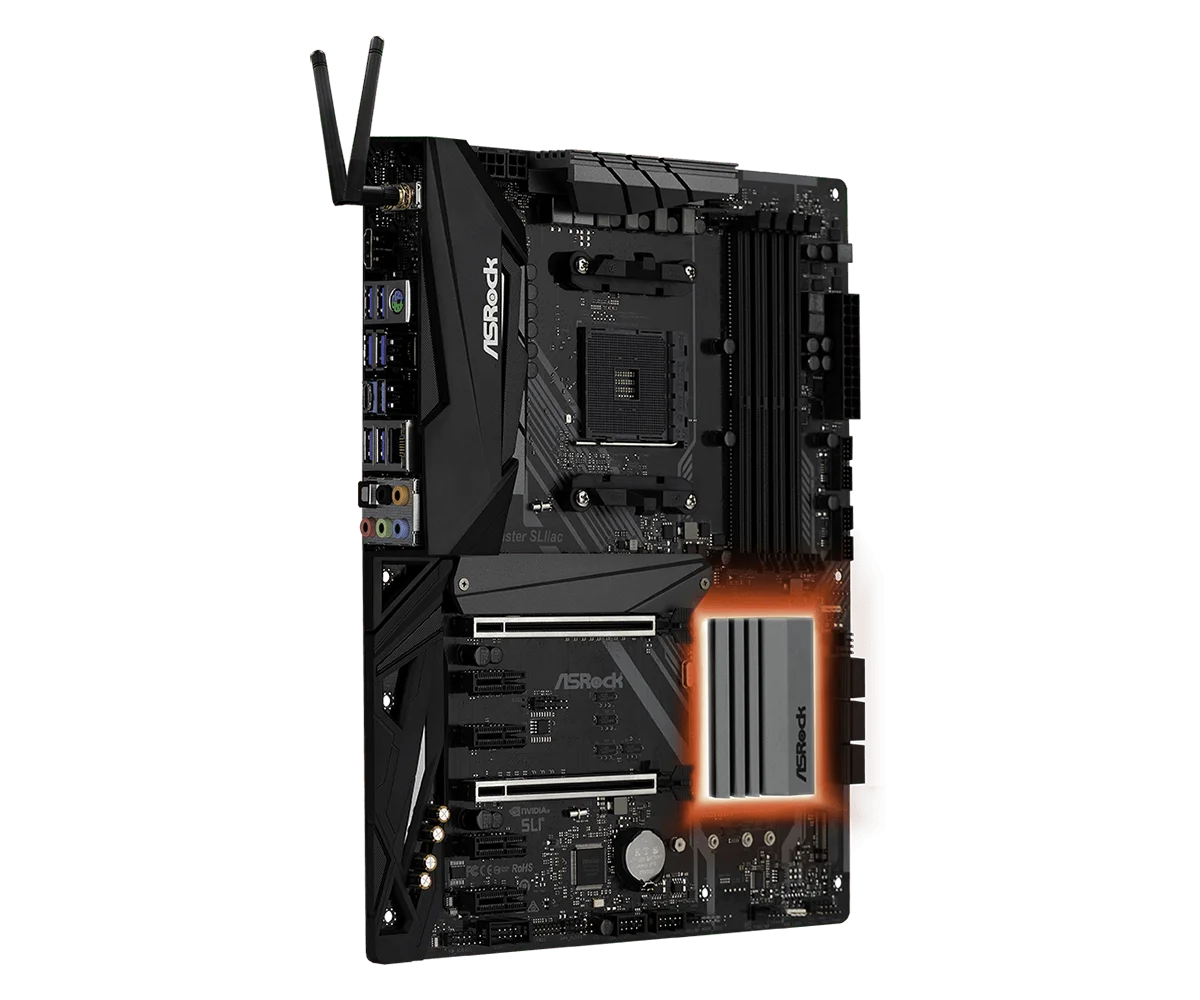 Imagem -04 - Asrock-motherboard X470 Master Sli ac Am4 Ddr4 64gb Ryzen 5600 5700 4700g Pro 1300 2700 4300g Cpu Ultra M.2 Atx