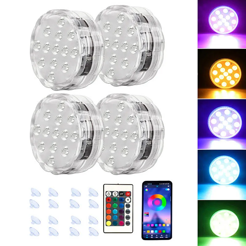 

Underwater Lamp Decoration 13 Leds Swimming Pool Lights 24key RGB Remote Control Flower Vase Fish Tank Fountain Underwater Lamps