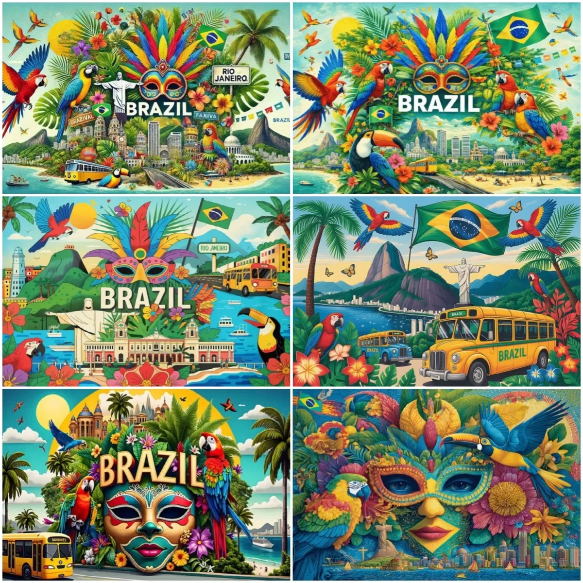Bolivia Brazil Carnival Party Decor Background Mask Feather Parrot Backdrop Brazilian Cultural Flag Banner Festival Home Decor