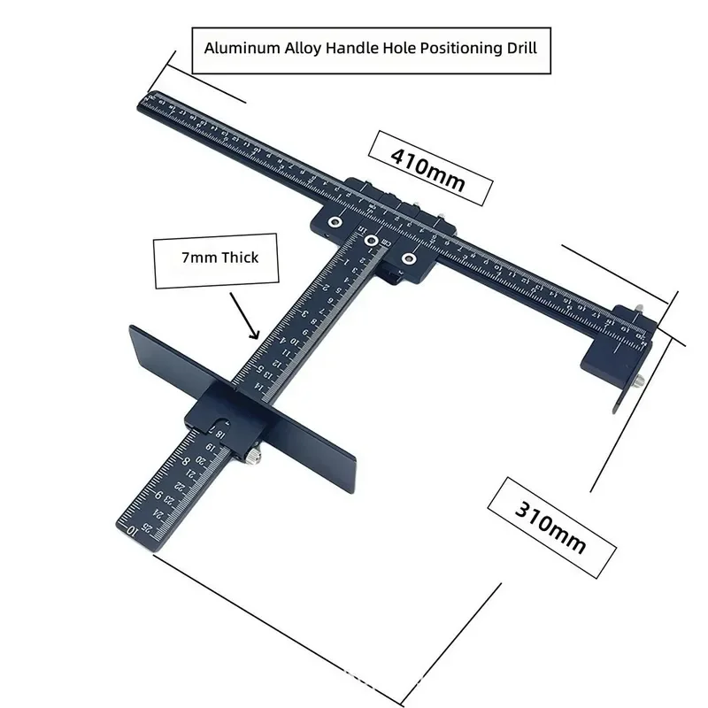 Black Aluminum Alloy Handle Punch Positioner Woodworking Tool for Cabinet Door Handle Installation Precise Drilling Guide