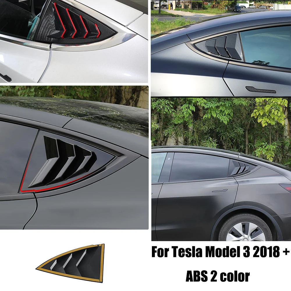 

ABS Car Refit Kit Rear Window Louver Shutter Side Vent Panel Cover Trim sticker For Tesla Model 3 2018-2021 Exterior Accessories