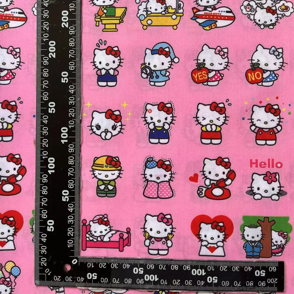 Hello Kitty 140x50 CM Tessuto di cotone del fumetto Patchwork Tessuto Kid Tessili per la casa Cucito Bambola Abito Tenda Tessuto di cotone poliestere