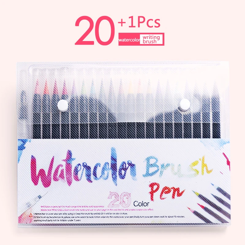 

CHEN LIN 20 Colors Art Marker Watercolor Brush Pens Set for Painting Drawing Soft Brush Pen Coloring Books Manga Calligraphy