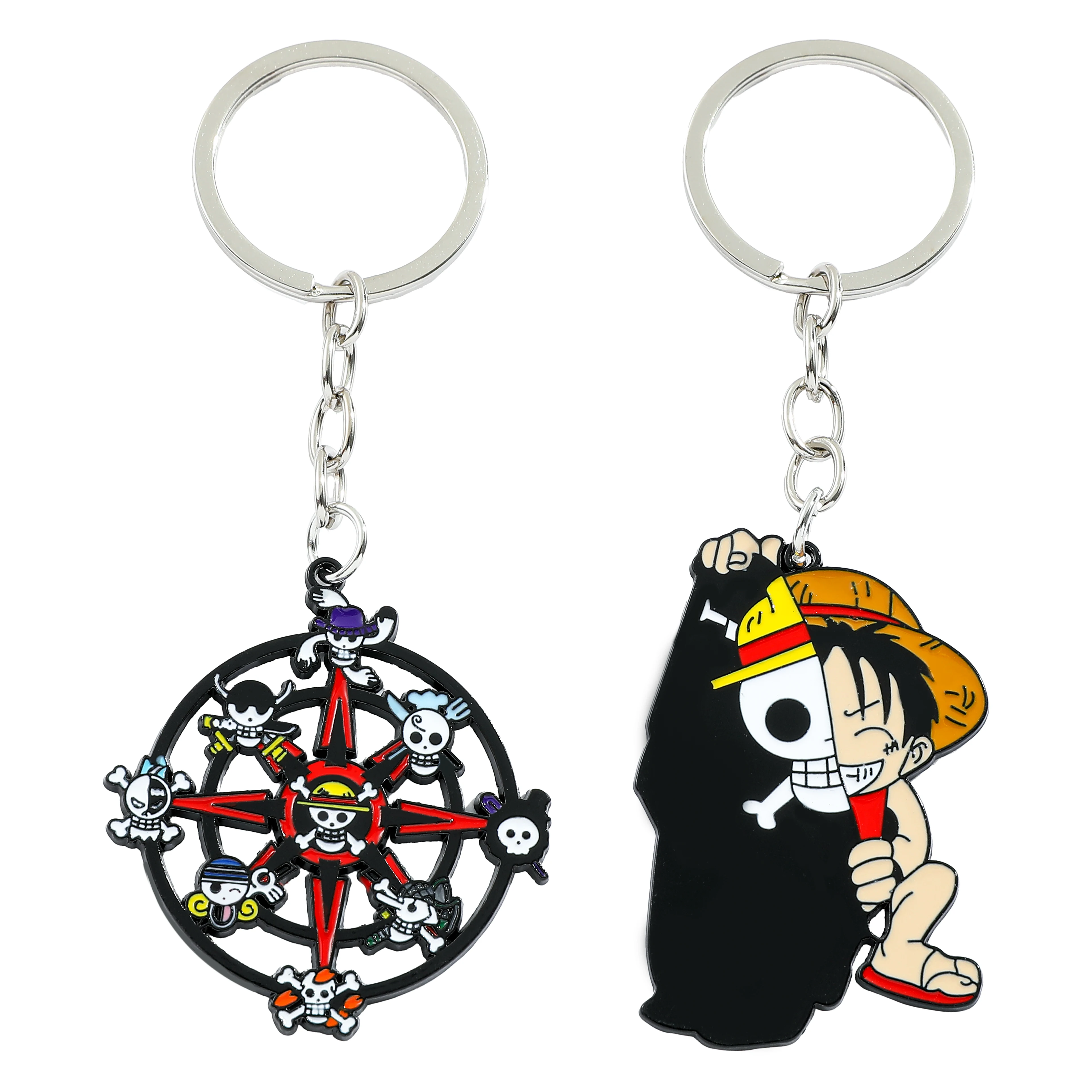 One Piece Figures Keychain for Kids, Cartoon Luffy, Metal Keychain, Backpack Pendant Accessories, Fashion Ornament Toys, 1 Pc