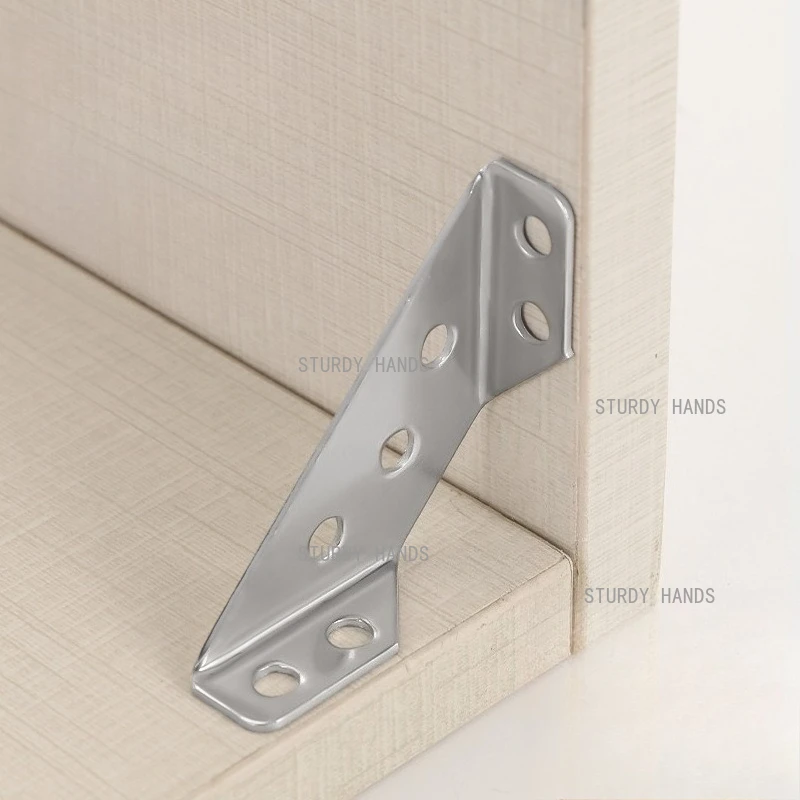 4PCS Stainless Steel Corner Bracket, Cabinet Connectors, Layer Plate Bracket, Triangle Fixed Angle Code, Hardware Accessories