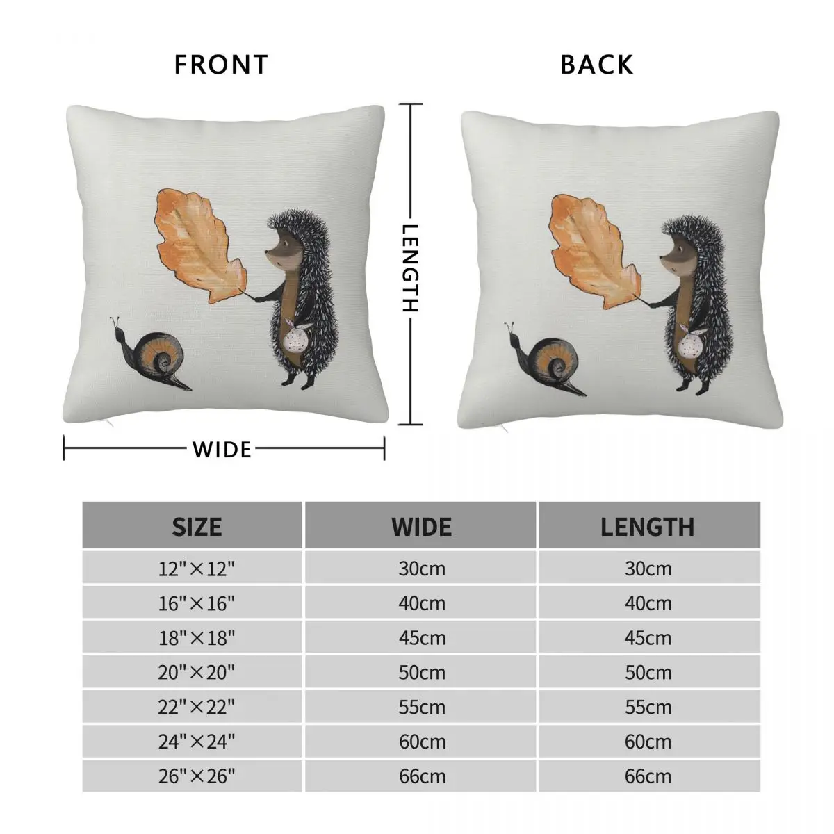 Hedgehog Found The Snail Square Pillowcase Polyester Linen Velvet Printed Zip Decor Pillow Case Sofa Cushion Case