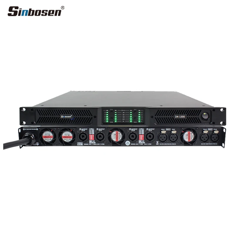 

D4-1300 Stereo Receiver Amplifier Home Audio Class d 4 Channels 1u Digital Power Amplifiers 1300 Watts