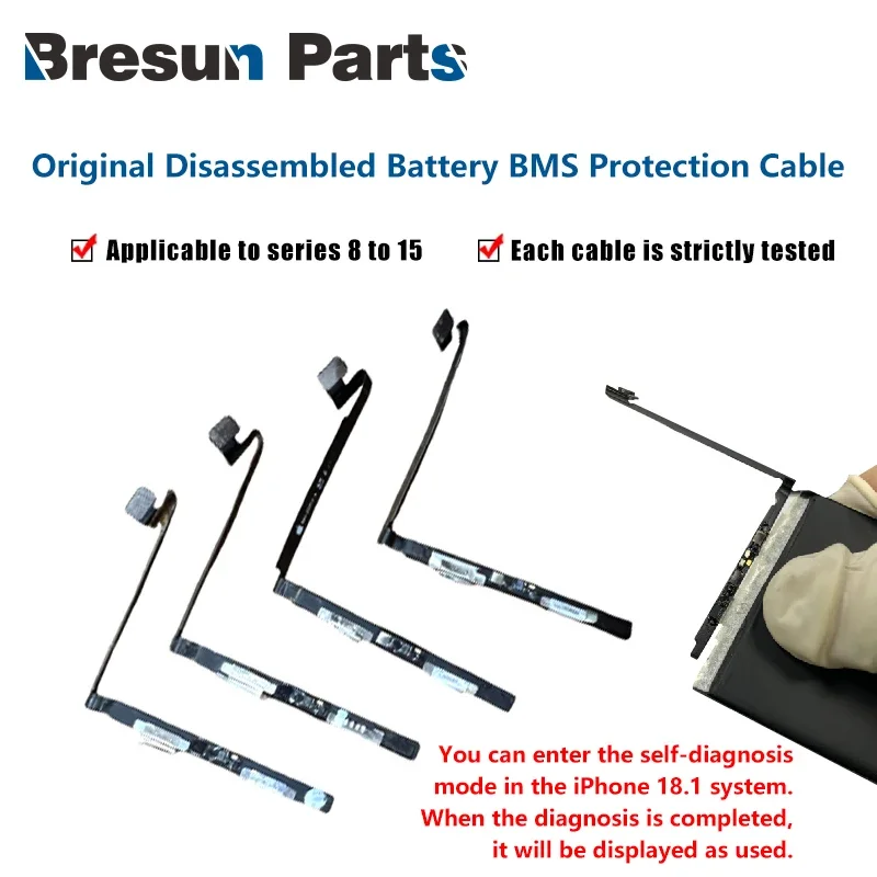 Placa de protección de batería Original de 0 ciclos, Cable BMS para iPhone X XS XR 11 12 13 14 15 Pro MAX Plus, Mini Cable BMS de batería de teléfono