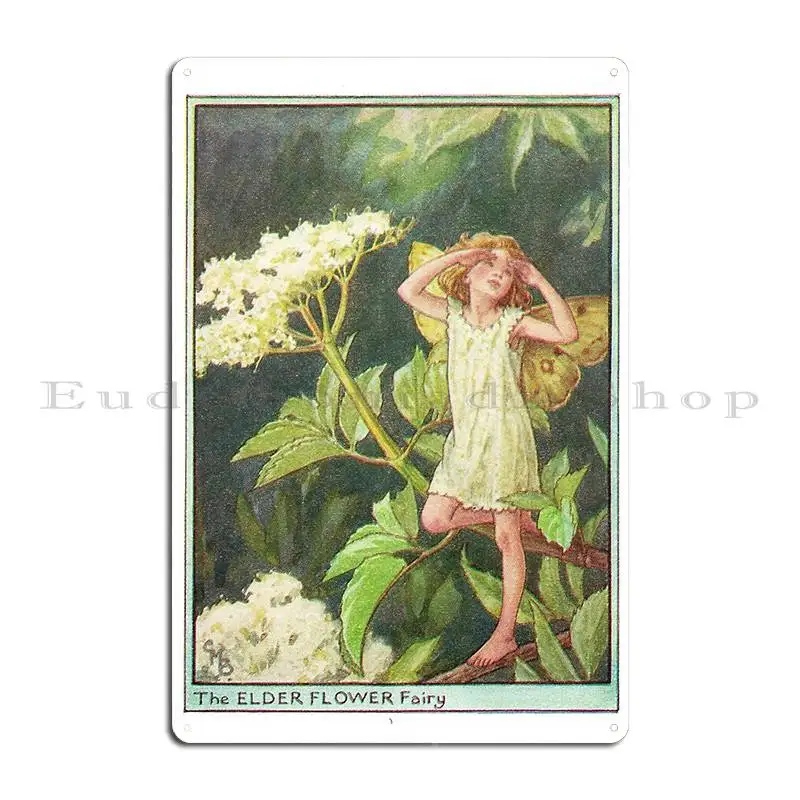 Charming Elder Flower Fairy Metal Sign Pub Kitchen Living Room Printed Poster Tin Sign Poster