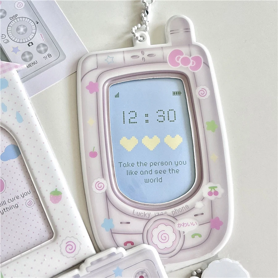 PVC card cover mobile phone camera fan star love beans small card campus card collection card bag display pendant