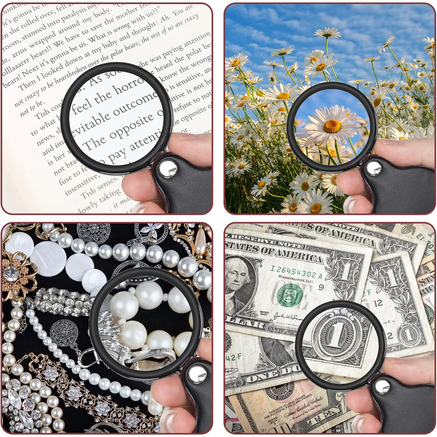 10X Small Magnifying Glass Mini Pocket Magnifier Folding Magnify Glasses With Rotating Protective Holster For Seniors Reading