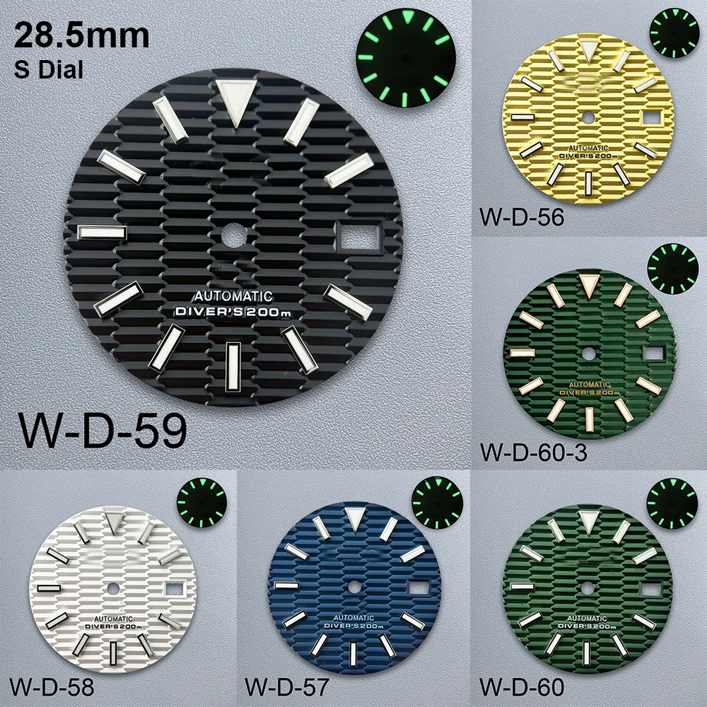 

28.5mm S Logo SKX007 Slope Dial Fit NH35/NH36/4R/7S Japanese Movement Green Luminous High-Quality Watch Modification Accessories