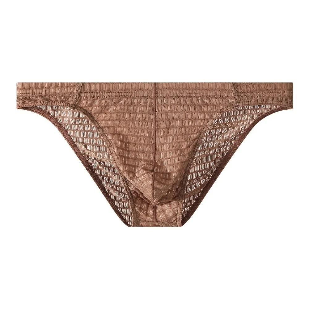 

Solid Color Low Waist Men's Briefs Mesh Transparent See Through Briefs Lingerie Ultra-thin Ice Silk Underwear Comfort Fit