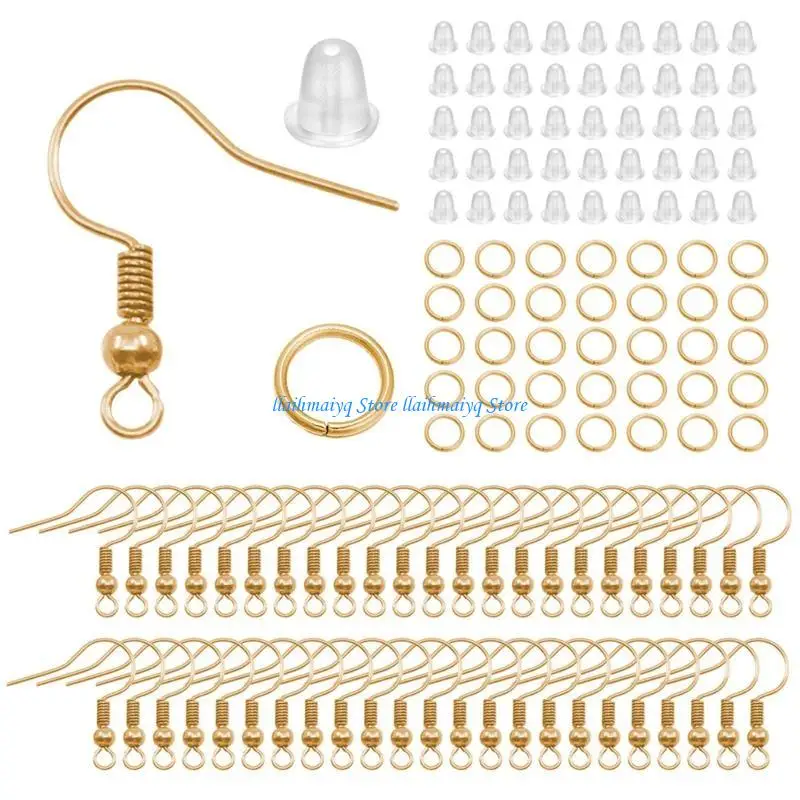 

573B Earring Hooks Ear Wires Fish Hooks,Hypo-allergenic Jewelry Findings Parts for w/ Earring Back Stopper for DIY Jewelry