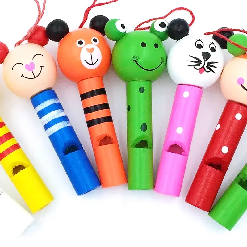 1PC Wooden Mini Cute Animal Whistle Toys Kids Birthday Party Baby Shower Gift Pinata Filler Boys Girls Party Goodie Bag Toys