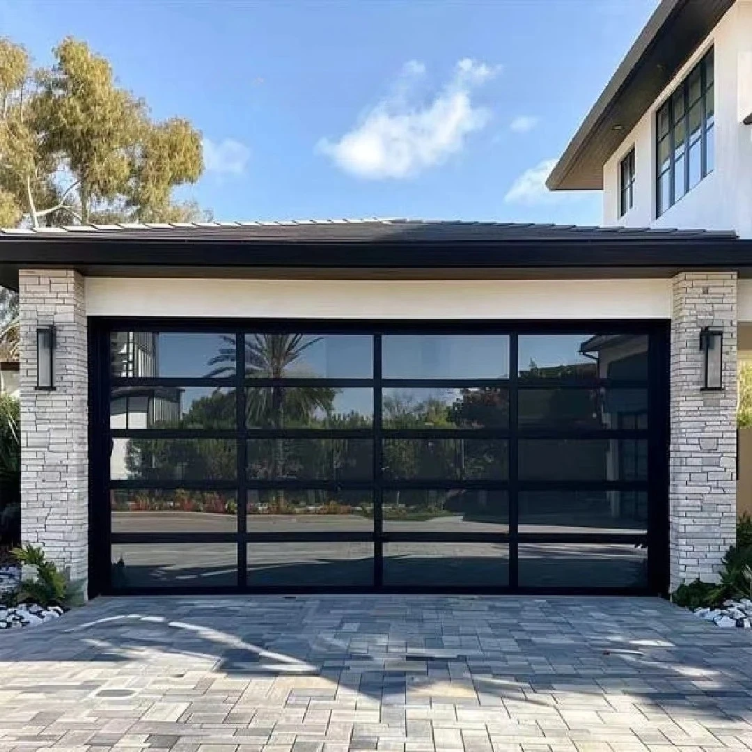Any Size Custom Modern Electric Sloping Garage Door Insulated Steel Plate Windproof Durable For Exterior Garage Access