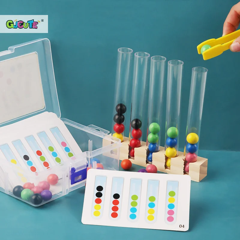 كليب الخرز الخشبي لعبة أنبوب اختبار ، لعبة فرز الألوان ، عد الخرز المهارات الحركية الدقيقة ألعاب مونتيسوري للأطفال ، هدية للأطفال #1