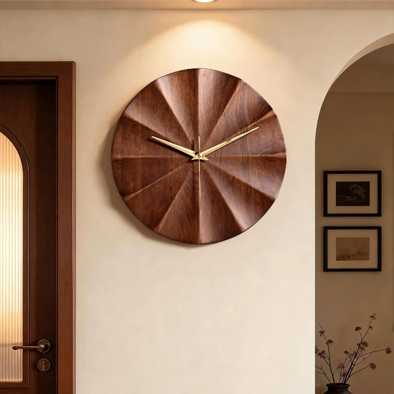 Medieval walnut wall clock minimalist wood wall-mounted clock home silent practical dekorache do pokoju living room furniture