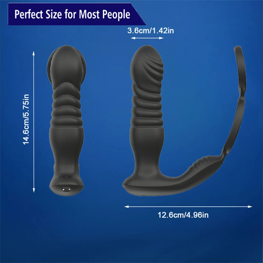 Male Thrusting Prostate Massager Wireless Remote Control Anal Dildo Vibrating Butt Plug Telescopic Cock Ring Sex Toys for Men