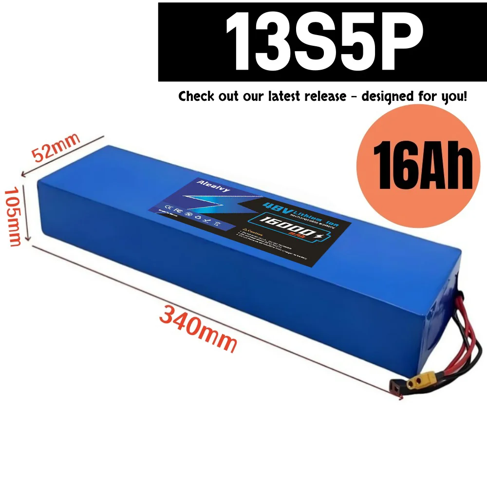 

13S5P 18650 Lithium-Ion Battery Pack 48V 16Ah,with BMS for Modified Bike scooter Vehicle tool,with Customizable Connections.