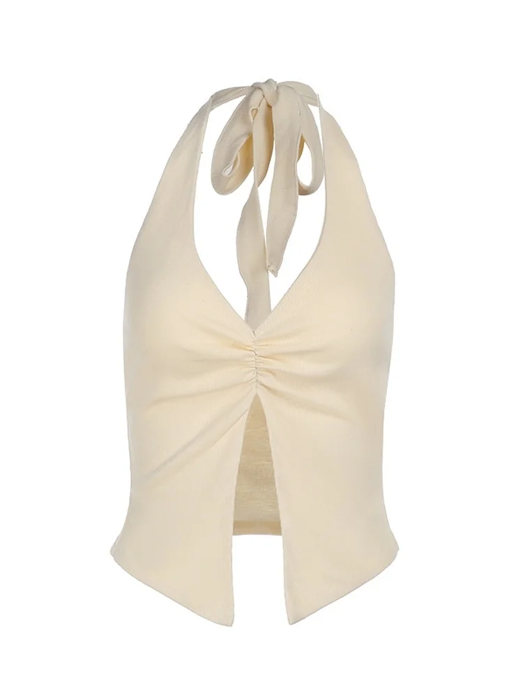 Elsa Wiosna Lato Seksowny Top na Ramiączkach z Wiązaniem w Pasie Wyszczuplający Elektryczny Spiciness Rozcięcie Wisząca Kamizelka Damska Moda Dojazdy do Pracy Elegancki