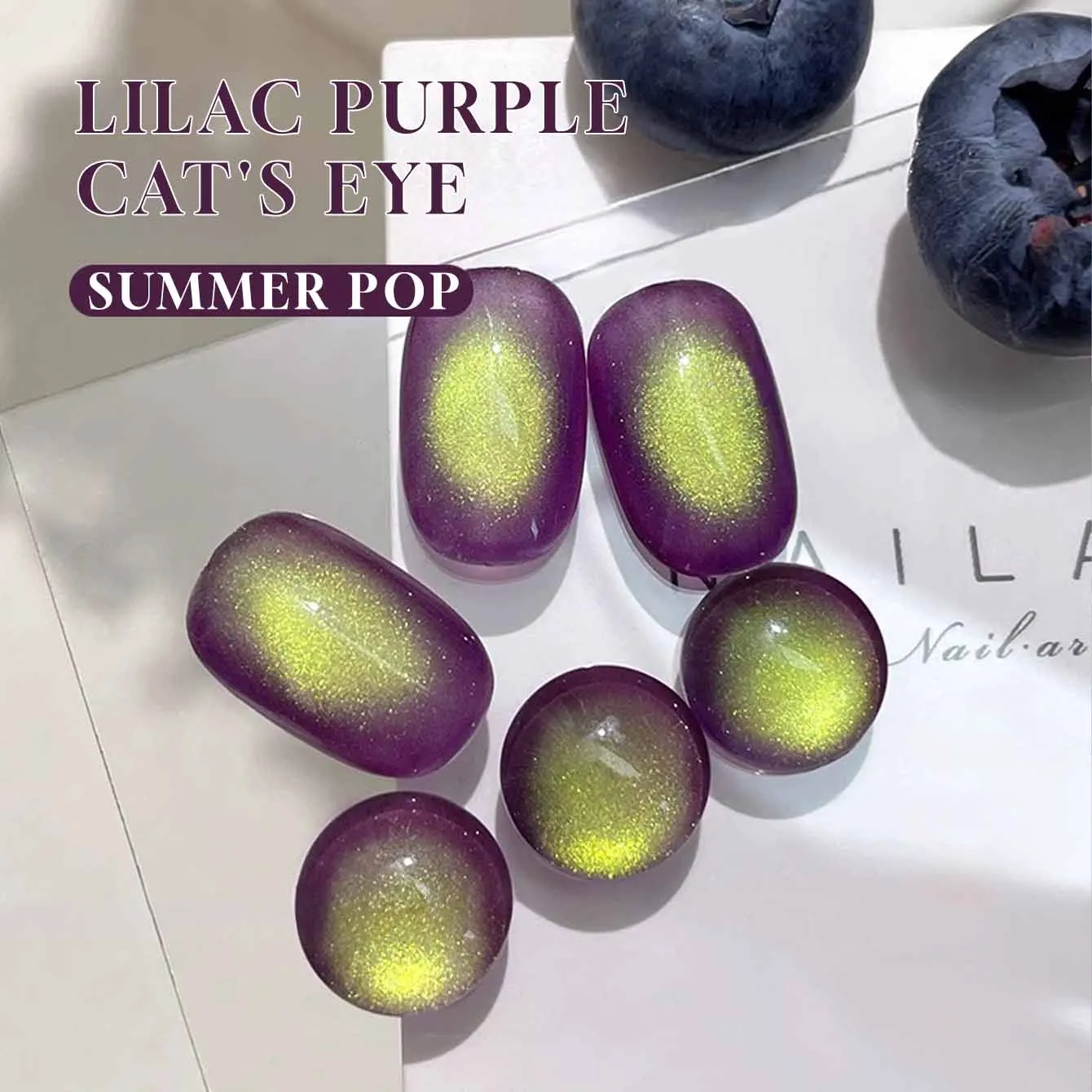 MIANEL 1-10pcs12ML Spring Nails Japanese Style Green Grape Purple Cat Eye Gel Nail Polish Purple Summer Nails Purple Nails