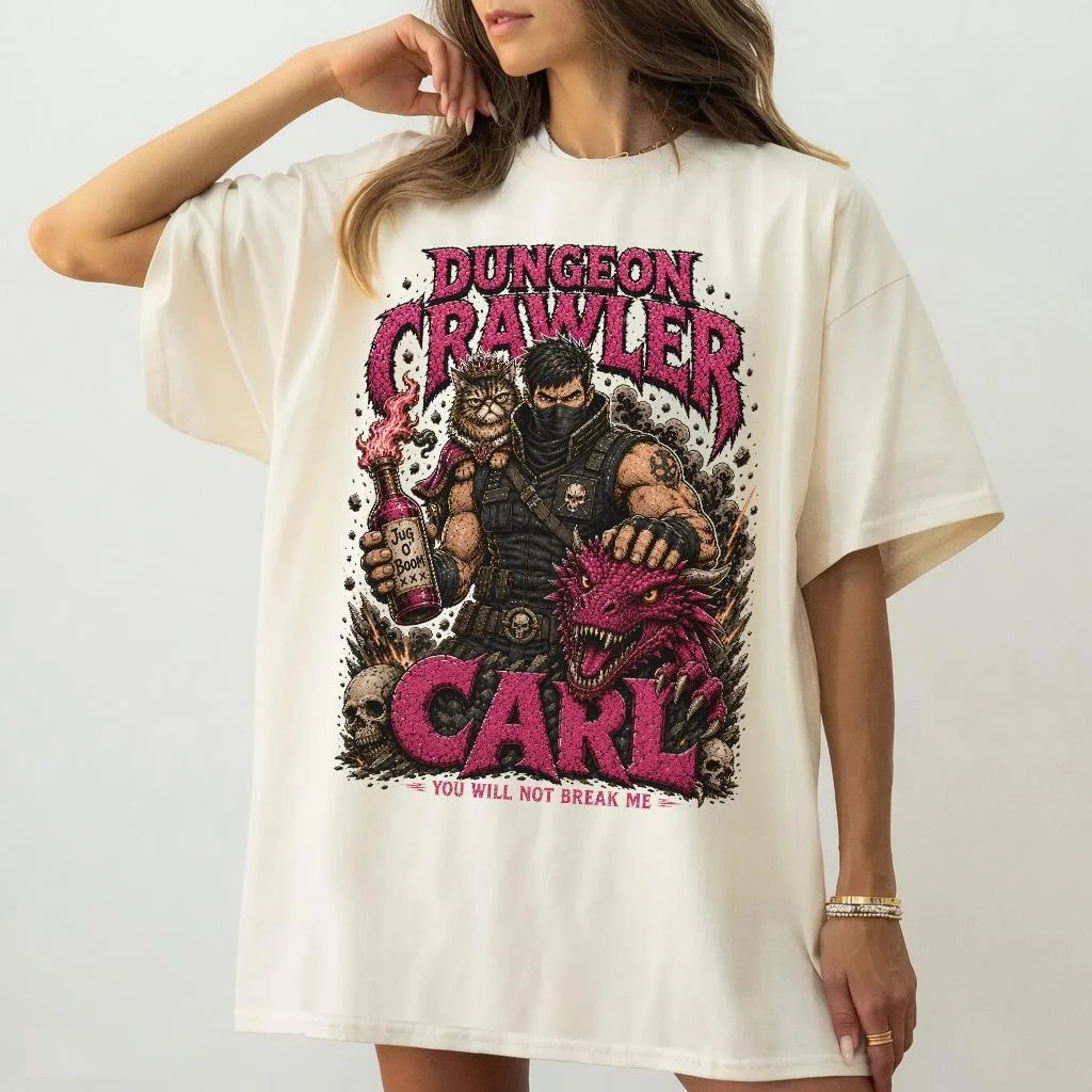 Vintage Dungeon Crawler Carl Shirt - Goddamnit Donut Tshirt 2026 Summer Men Women Cotton Oversized T-shirt Streetwear Y2K