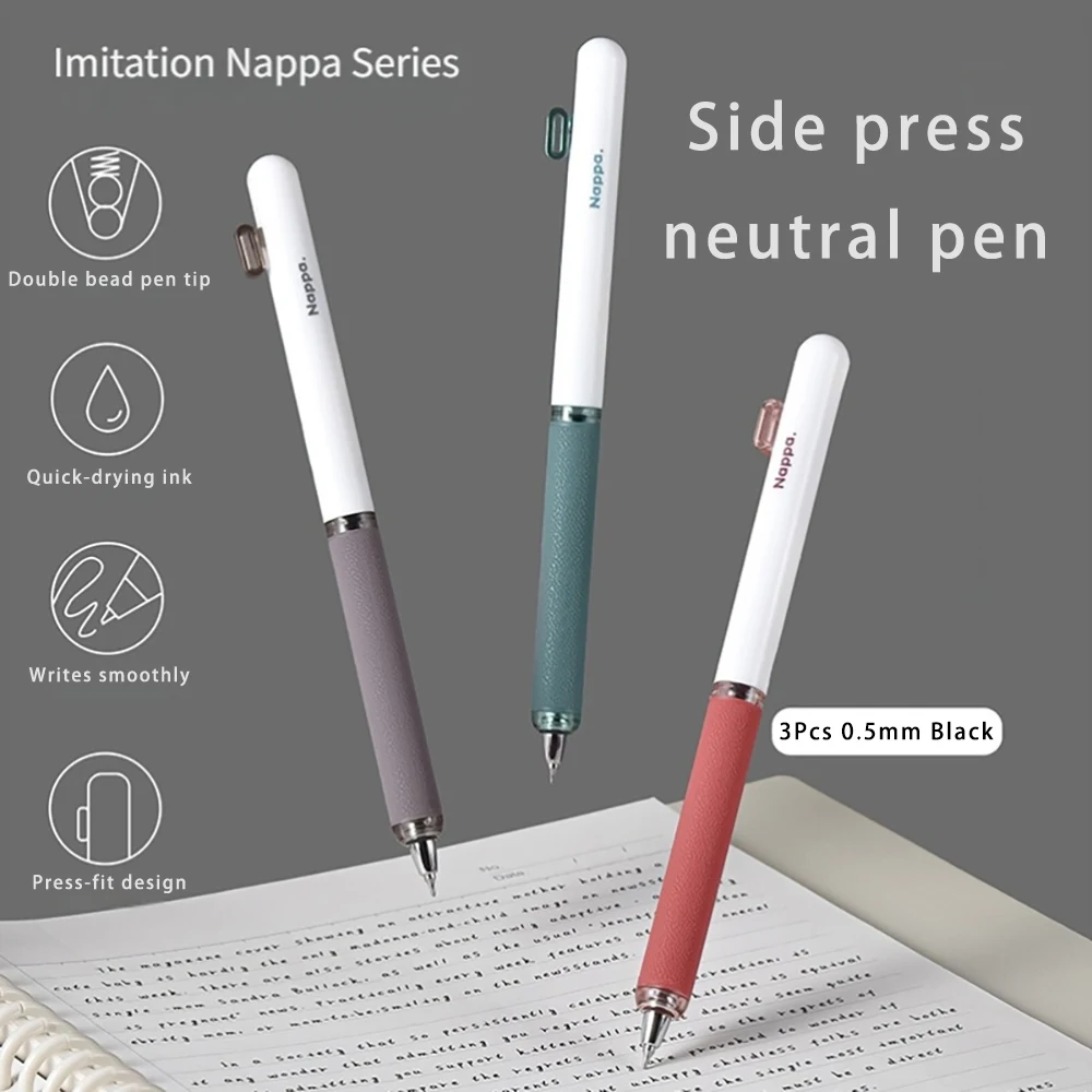 3 Neutral Pens, Filled with Black Ink, Suitable for Students to Use, Ideal for Writing, Comfortable Grip