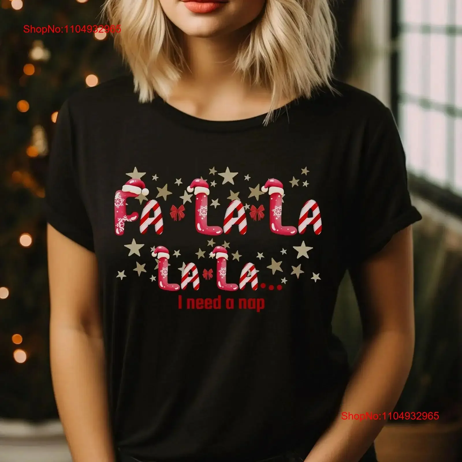 

Funny Fa La Christmas Holiday T Shirt For Her Wife Girlfriend Mom Aunt Grandma Sister Gigi Friend Co Worker vintage Washed
