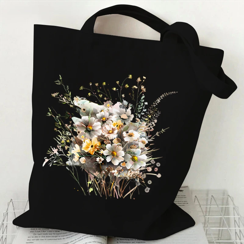 Woman\'s Shoulder Bag Wildflowers Vintage Tote Bags Canvas Shoulder Bags for Travel Daily Commute Women\'s Reusable Shopping Bag