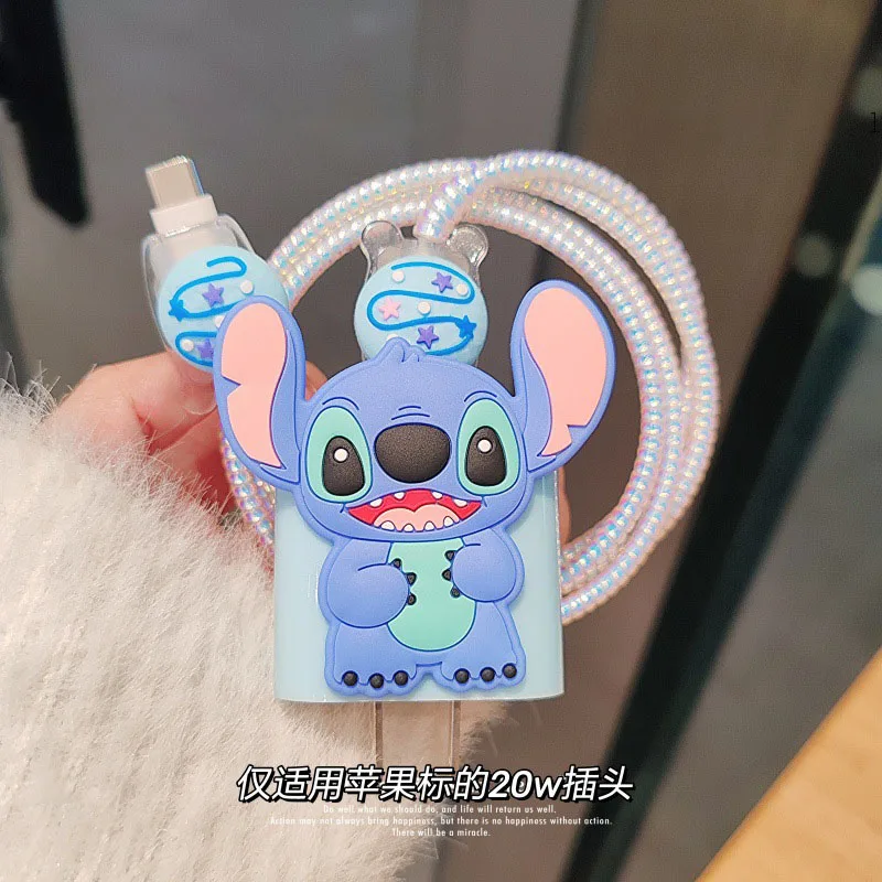 

New Stitch Cable Charger Protector Cover Cartoon 18W/20W for Apple 15 Mobile Phone Data Cable Protective Case IPhone13 14