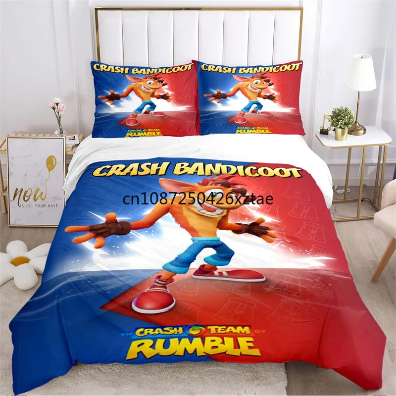 

C-rash BB-Bandicoot 4 Logo Cartoon Couette 220x240 Duvet Cover Sets Printed Bedding Set Double Queen King Size,Bettbezug