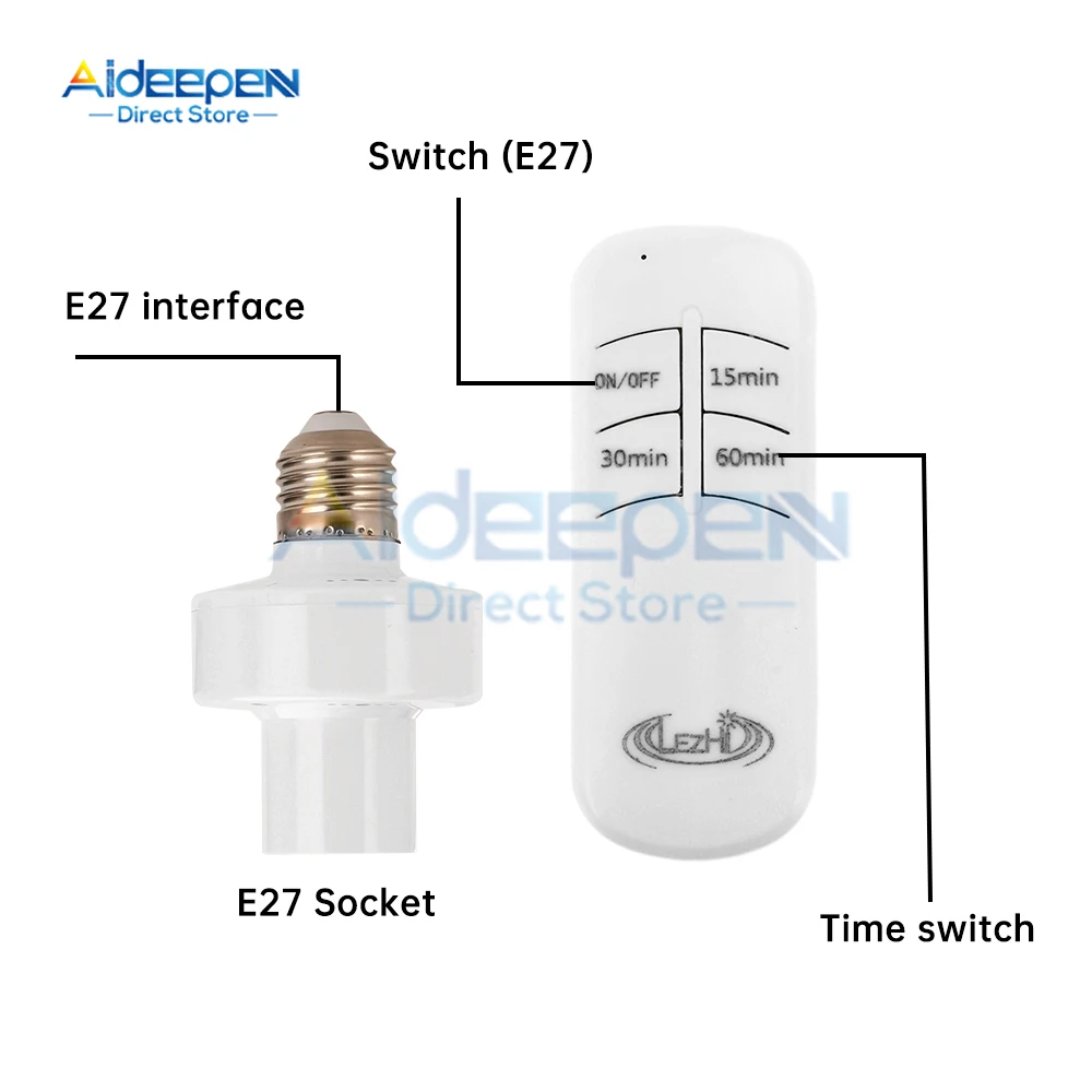 Control remoto inalámbrico E27 portalámparas portalámparas 15M de alcance para bombillas LED portalámparas Kit de interruptor de luz inalámbrico AC110V-240V