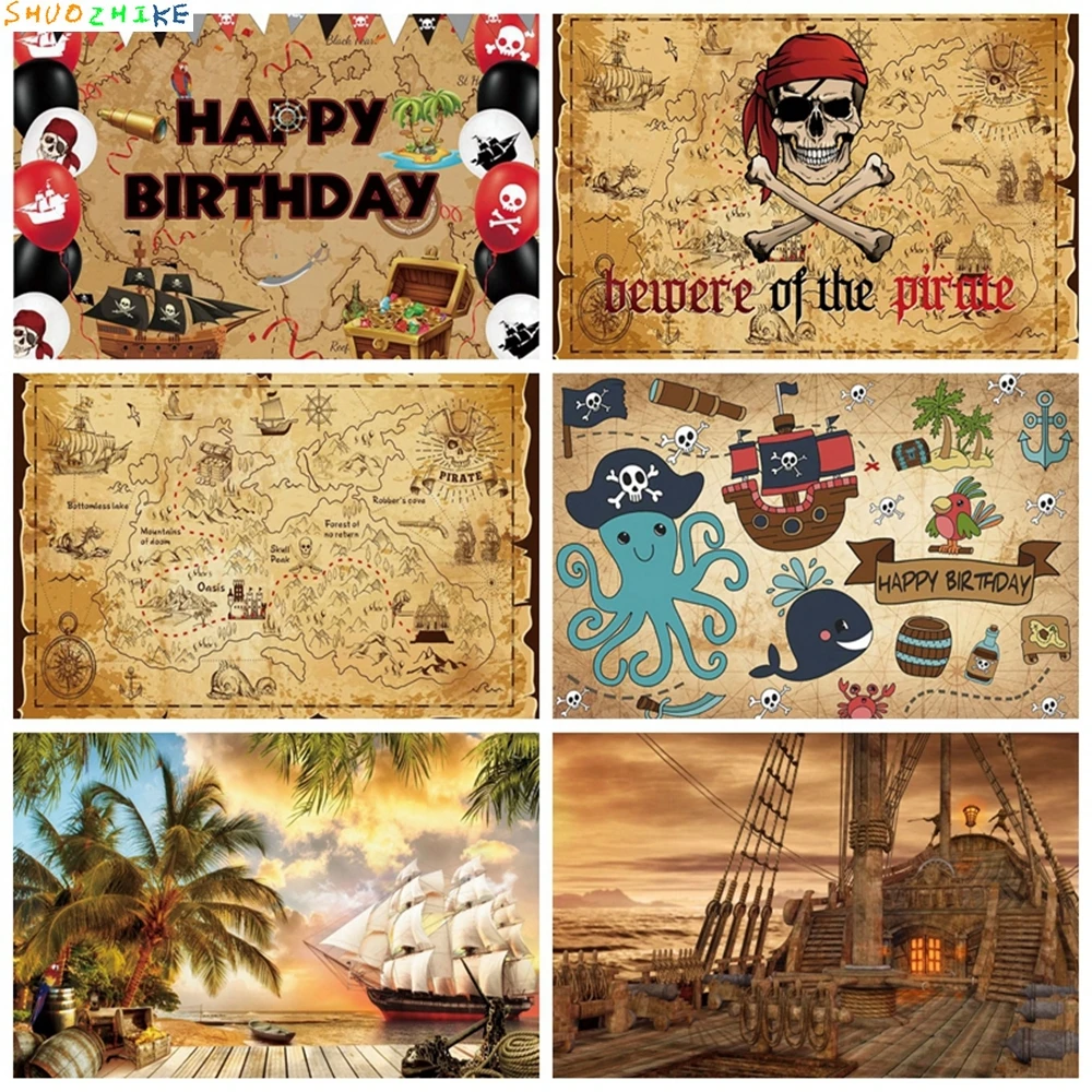 القراصنة خريطة الكنز خلفية طفل رضيع حفلة عيد ميلاد ديكور خمر الملاحة مغامرة السفينة الجمجمة التصوير خلفية الدعامة #1