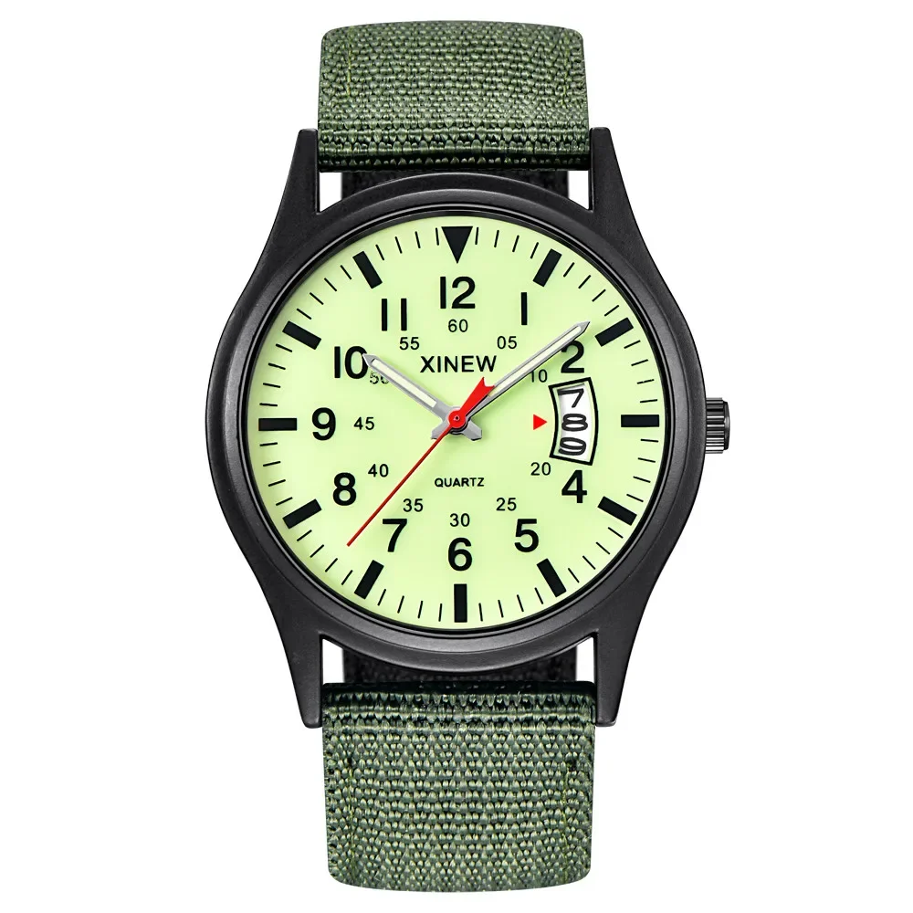 Round Dial Nylon Strap Band Men Boy Military Army Date Quartz Wrist Watch Top Brand Luxury Waterproof Watch Relogio Masculino