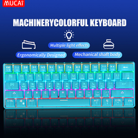 MUCAI MK61 USB Gaming Mechanical Keyboard 61 Keys Red Switch Wired Detachable Cable RGB Backlit Hot Swappable