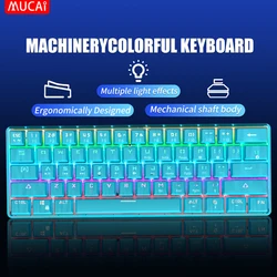MUCAI MK61 USB Gaming Esports Mechanical Keyboard Red Switch 61 Key Wired Detachable Cable RGB Backlight Hot Swap