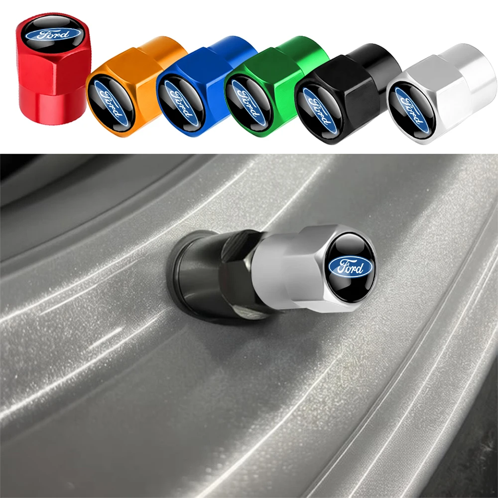4PCS Car Tires Wheel Valve Cap Dust Car Stickers Center Cover For Ford Racing Ranger Focus Kuga Mustang ST FOCUS Mondeo Kuga MK3