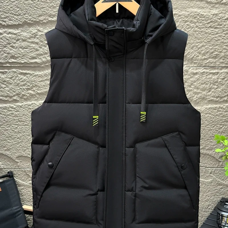 

Мужской пуховый хлопковый жилет Thi, теплый дэт с капюшоном, осень-зима, новый модный молодежный жилет-стойка из полиэфирного волокна