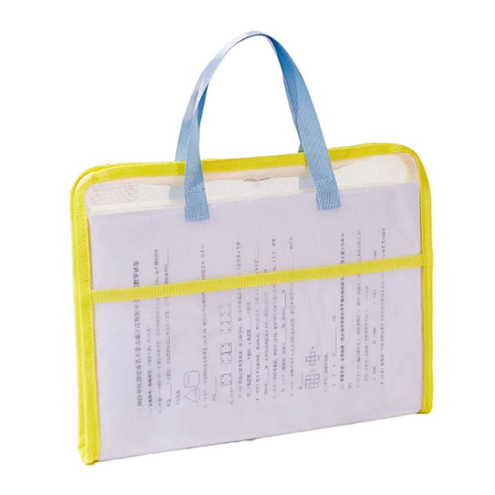 

Candy Color Test Paper Storage Bag Multifunctional 3 Compartments Zipper Mesh Bags Handheld Portable File Folder Bag Travel