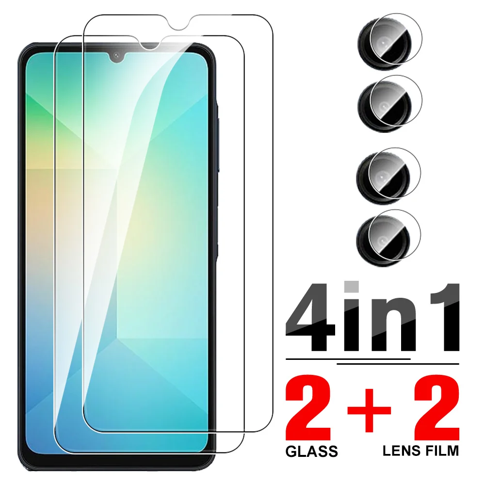 4in1 Screen Protector For Samsung Galaxy A06 Tempered Glass Case Samsng Samsun A06 A 06 06A 6.7Inch Camera Lens Protective Glass