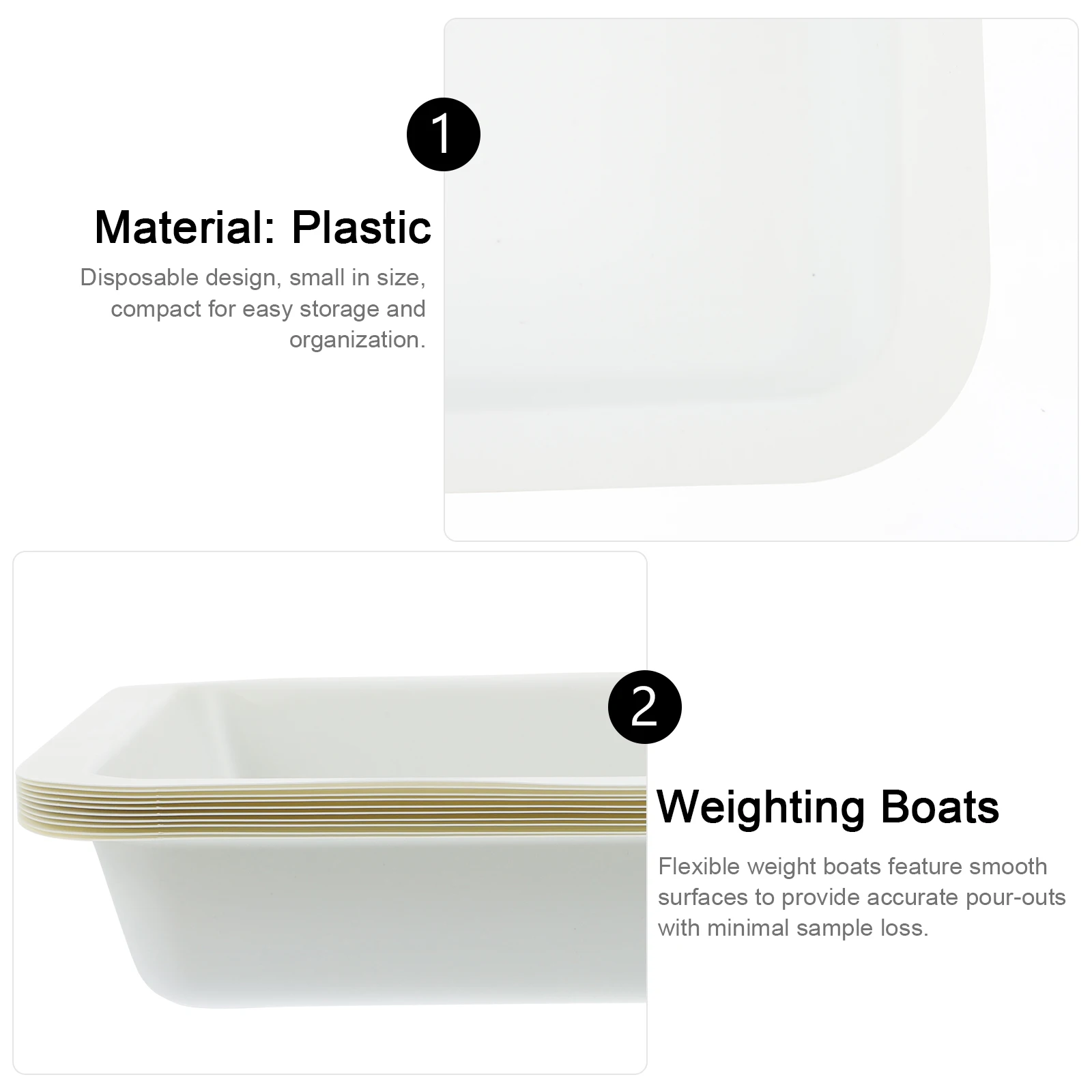 

10 Pcs Square Tray Plastic Weighing Dish Plates for Scale Disposable Boat White