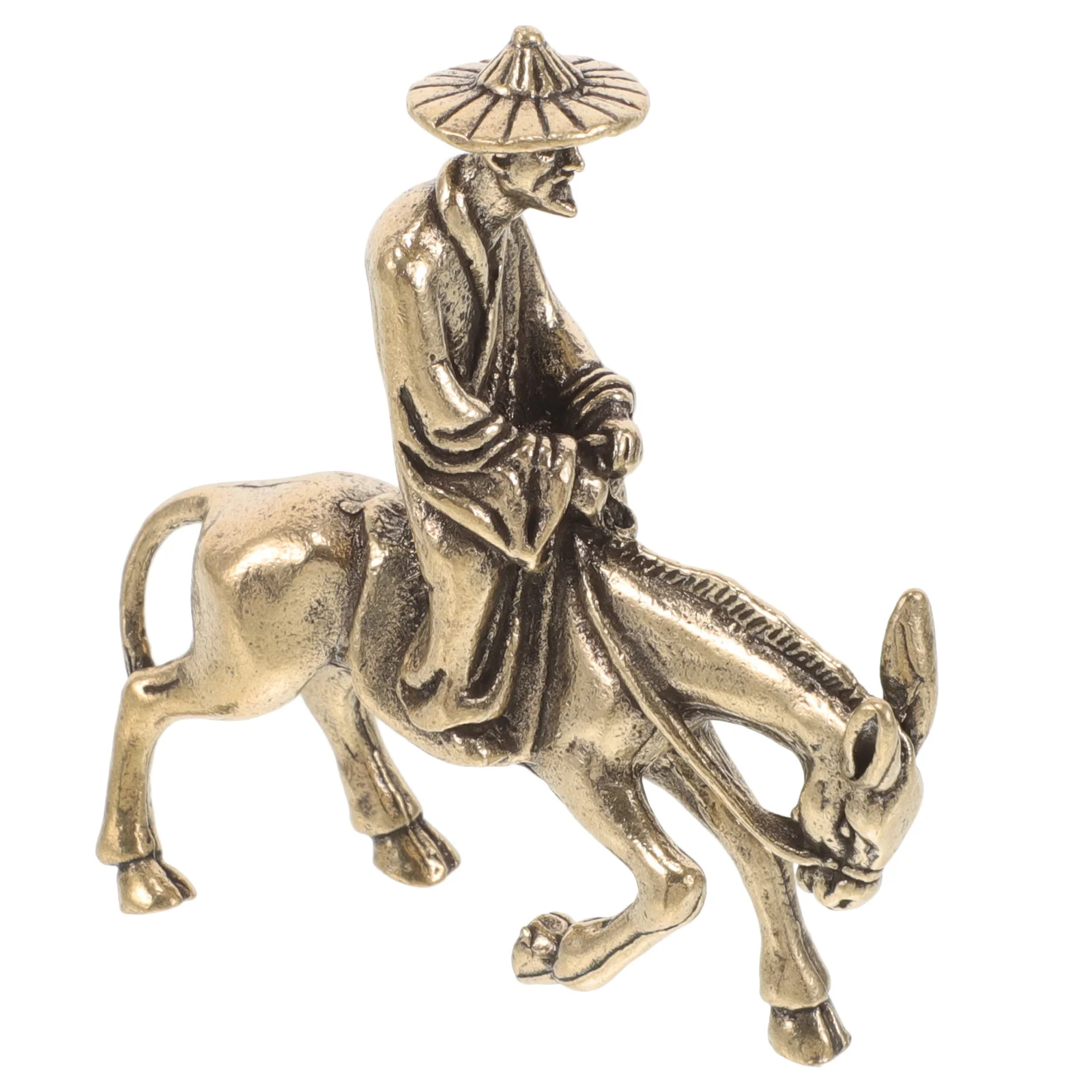 

Vintage Copper Old Man Riding Donkey Statue for Desk Home Decor Living Room Bedroom Shelf Display Old Man Riding Donkey Statue