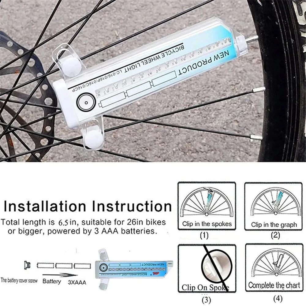 Bike Wheel Light Bicycle Spoke Light Safety Tire Light 30 Different Patterns Change Without Battery Waterproof Bike Accessories