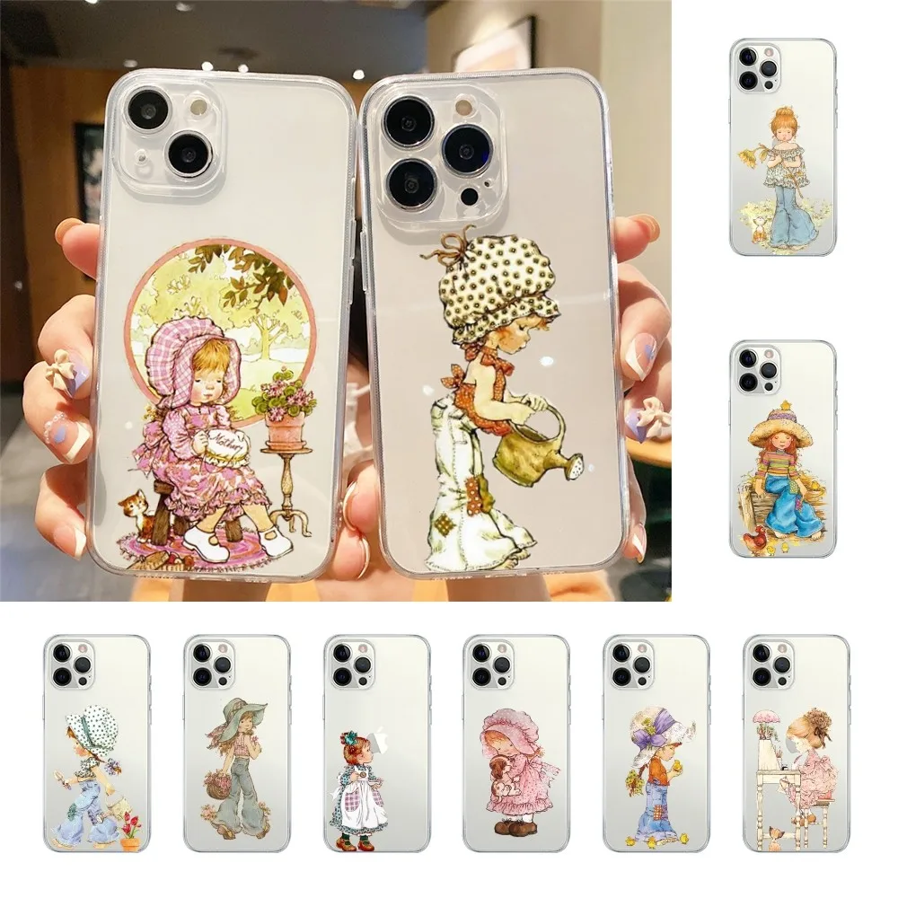 Sarah Kay Pattern Phone Case For Iphone 15 11 13 14 Pro Max 7 8 Plus X Xr Xs Max Se2020 12mini Transparent Cover