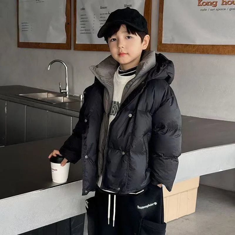 Winter New Children's Down Jacket Fashion Fake Two Boys' Handsome Korean Edition White Duck Down Thick Down Jacket 110-160CM