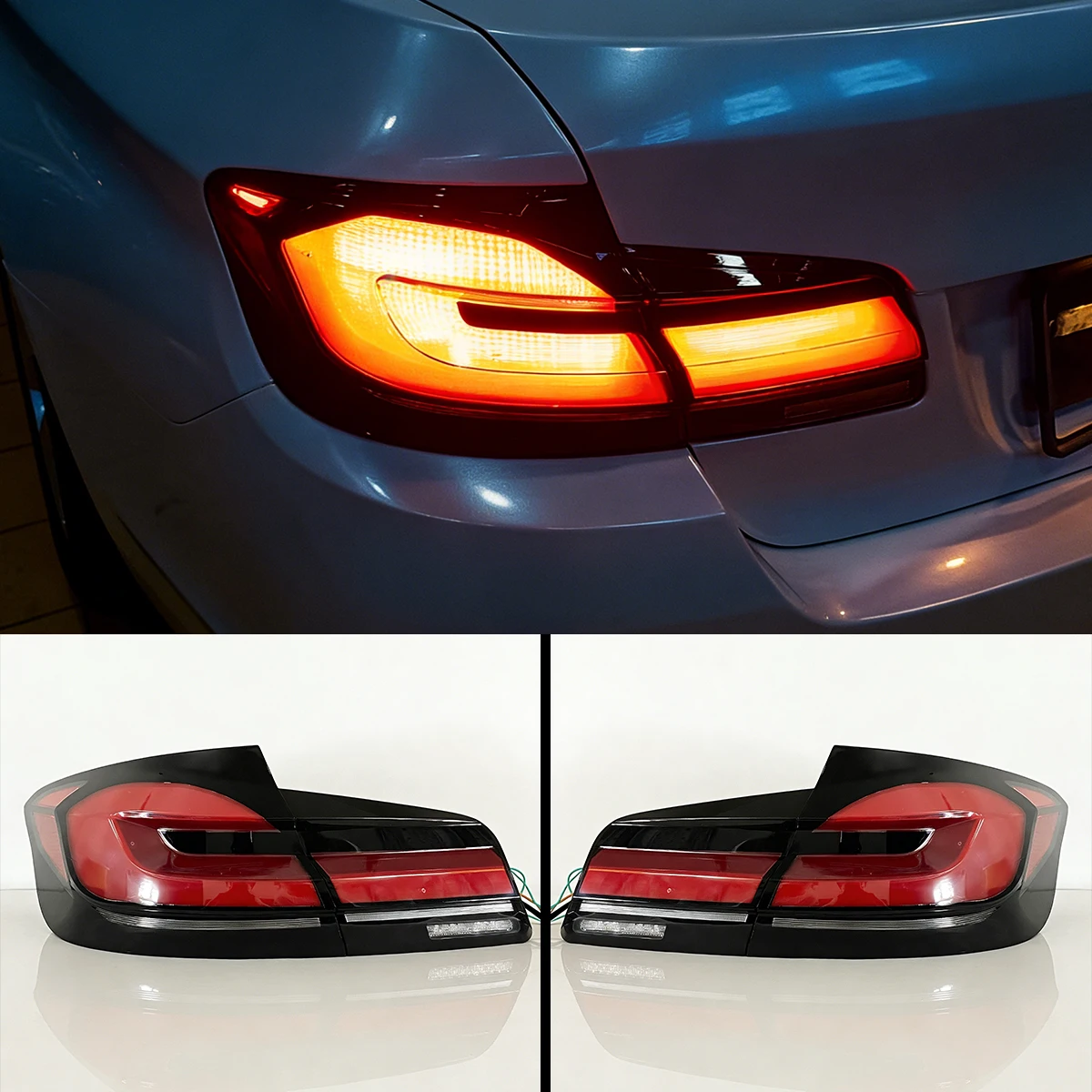 

LED Tail Lights for BMW 5 Series F10 2011-2017, Plug and Play Old to New Upgrade Car Rear Light Assembly Retrofit Replacement