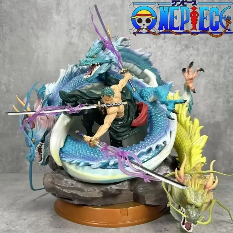 High Quality 35cm One Piece Anime Figure Zoro Figures Pvc Model Statue 2 Head Collecti Desktop Ornament Toy Child Birthday Gifts