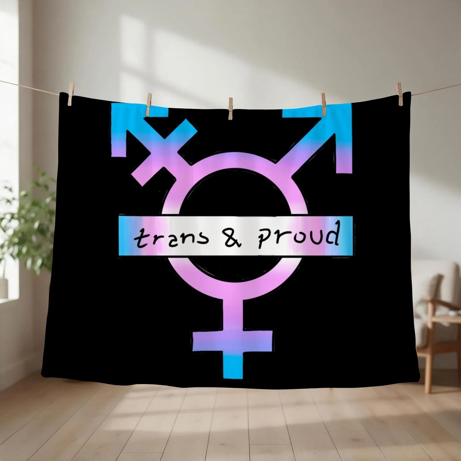 Trans and Proud Transgender Symbol Throw Blanket Luxury Designer Sofa Quilt For Decorative Sofa Extra Large Throw Blankets